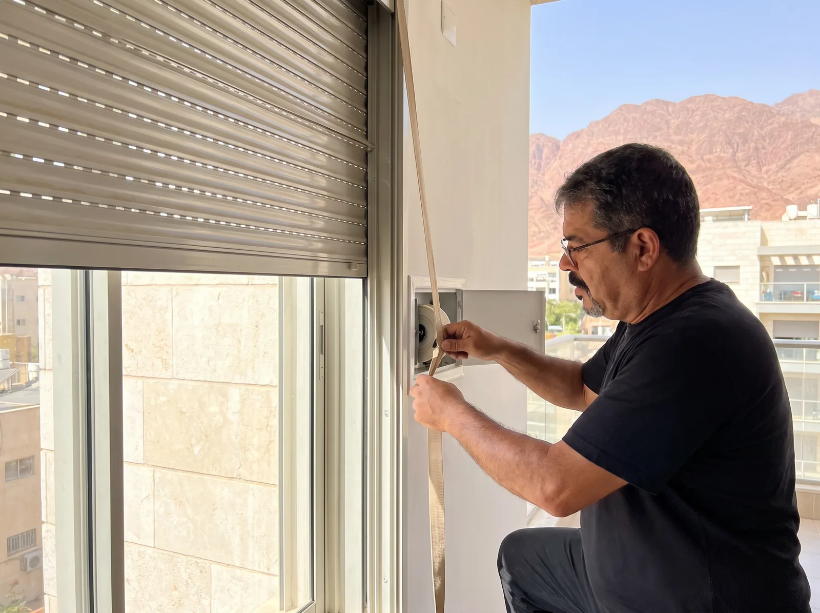 החלפת רצועת תריס גלילה בדירה באילת